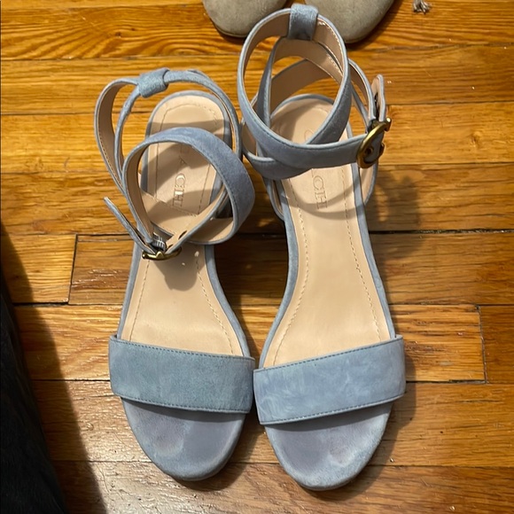 Coach Blue Suede Women's Sandals - Picture 1 of 5